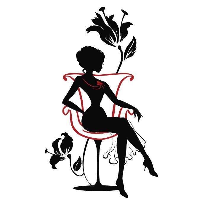 Sticker decorativ Domnisoara eleganta, Negru cu Rosu, 60x101 cm