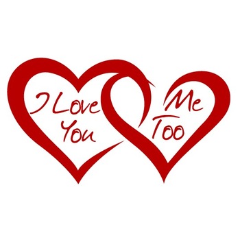 I love you, Me too - sticker decorativ, Rosu, 60x105 cm I love you, Me too - sticker decorativ, Rosu, 60x105 cm