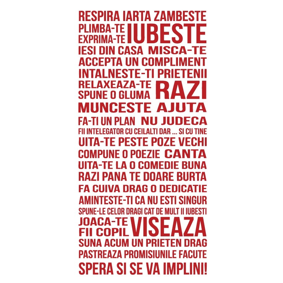 Sticker de perete mesaj - Respira Iarta Zambeste, Rosu, 90x183 cm