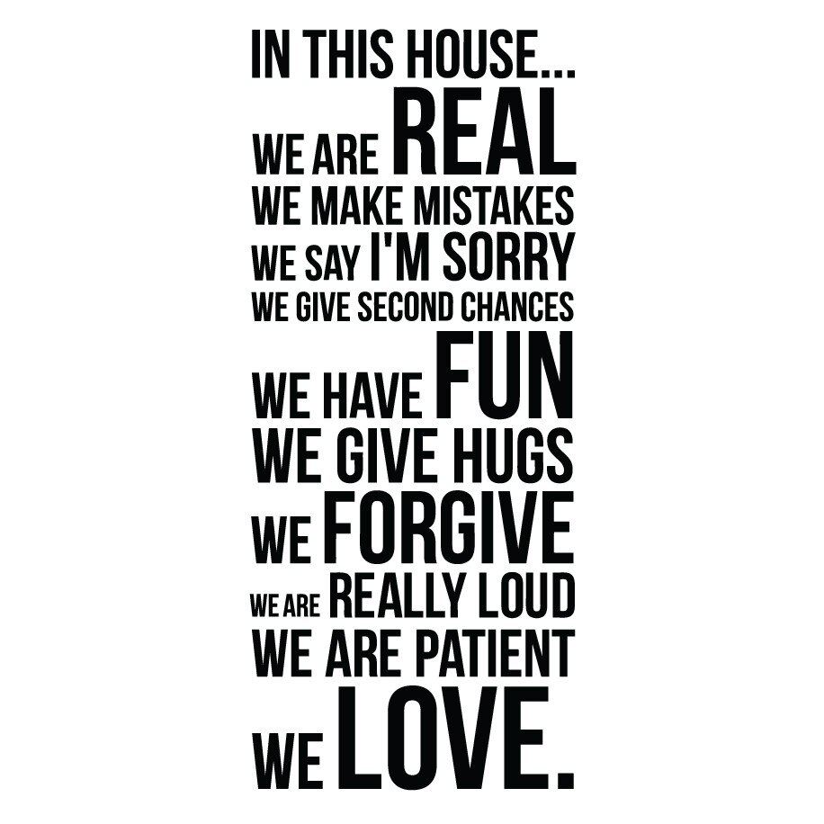 Sticker decorativ Mesaj In this house..., Negru, 61x140 cm