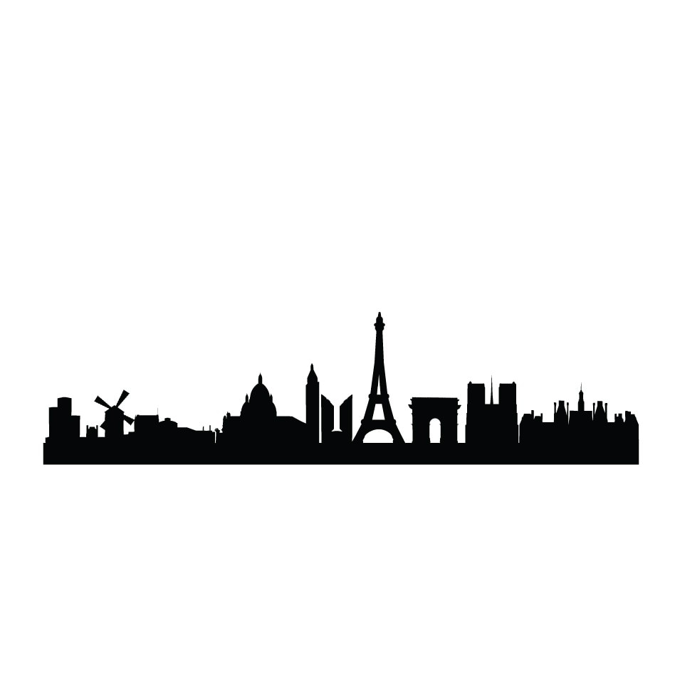 Paris - Sticker de perete, Negru, 195x50 cm