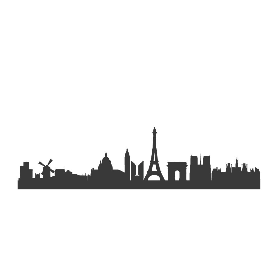 Paris - Sticker de perete, Gri inchis, 195x50 cm