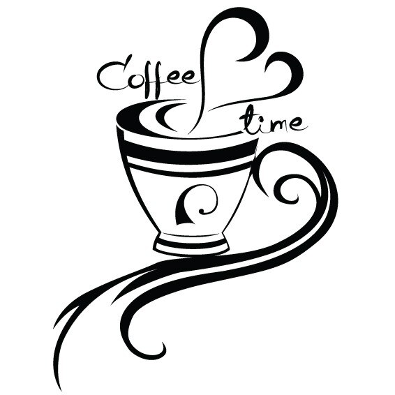 Coffee time - sticker decorativ, Negru, 40x54 cm
