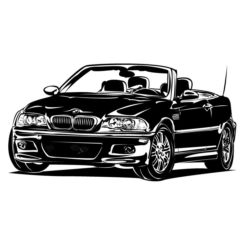 Sticker de perete BMW M3 Convertible, Negru, 100x52 cm