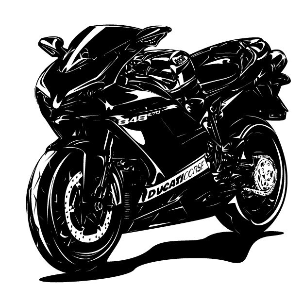 Sticker de perete Ducati Corse 848EVO, Negru, 90x87 cm