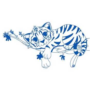 Sticker decorativ Tigrisorul simpatic, Albastru azur, 54x100 cm Sticker decorativ Tigrisorul simpatic, Albastru azur, 54x100 cm