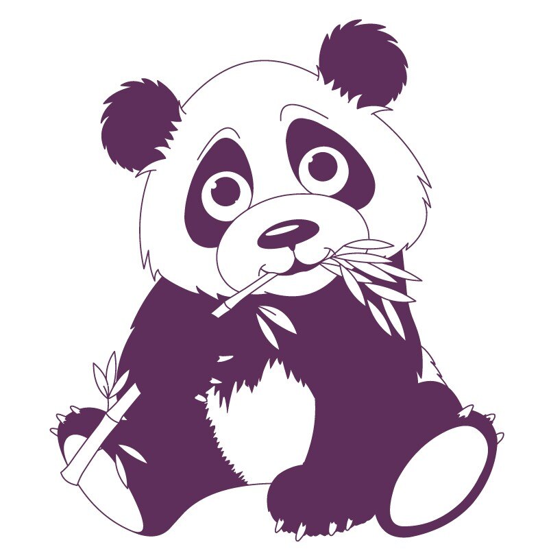 Sticker decorativ Un simpatic ursulet panda, Violet, 50x57 cm