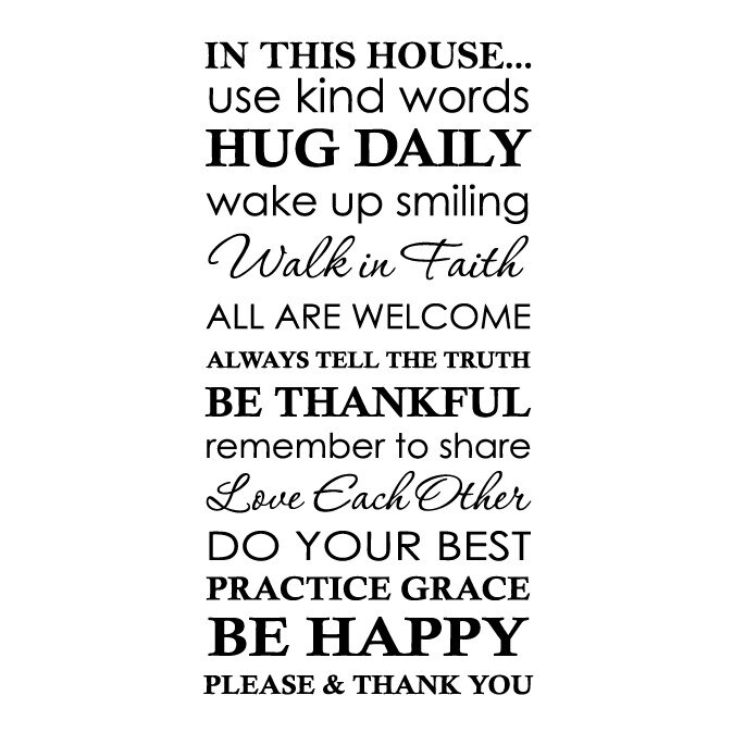 In this house - sticker decorativ mesaj, Negru, 100x200 cm