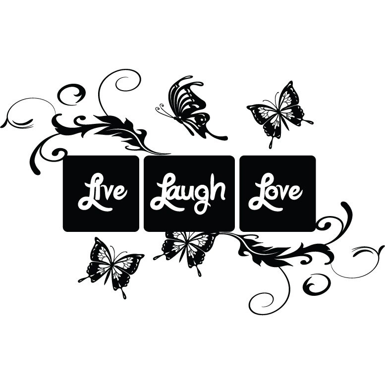 Live Laugh Love - sticker de perete, Negru, 110x79 cm