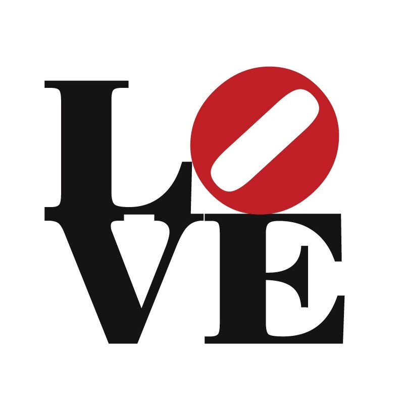 LOVE - sticker de perete, Negru cu Rosu, 80x73 cm