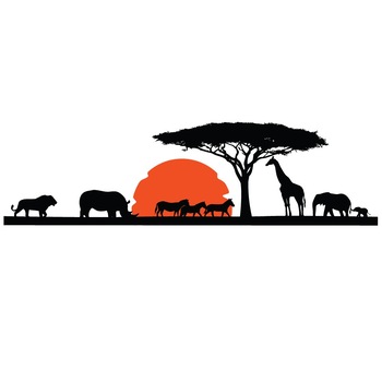 Sticker de perete Peisaj African, Negru cu Portocaliu, 55x195 cm Sticker de perete Peisaj African, Negru cu Portocaliu, 55x195 cm