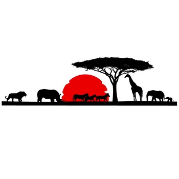 Sticker de perete Peisaj African, Negru cu Rosu deschis, 55x195 cm Sticker de perete Peisaj African, Negru cu Rosu deschis, 55x195 cm