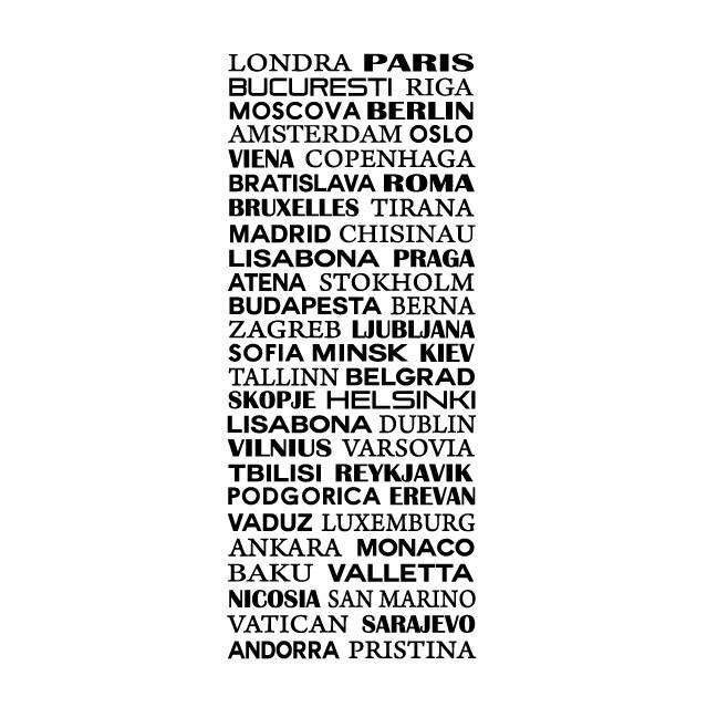 Capitale europene - sticker decorativ mesaj, Negru, 100x242 cm