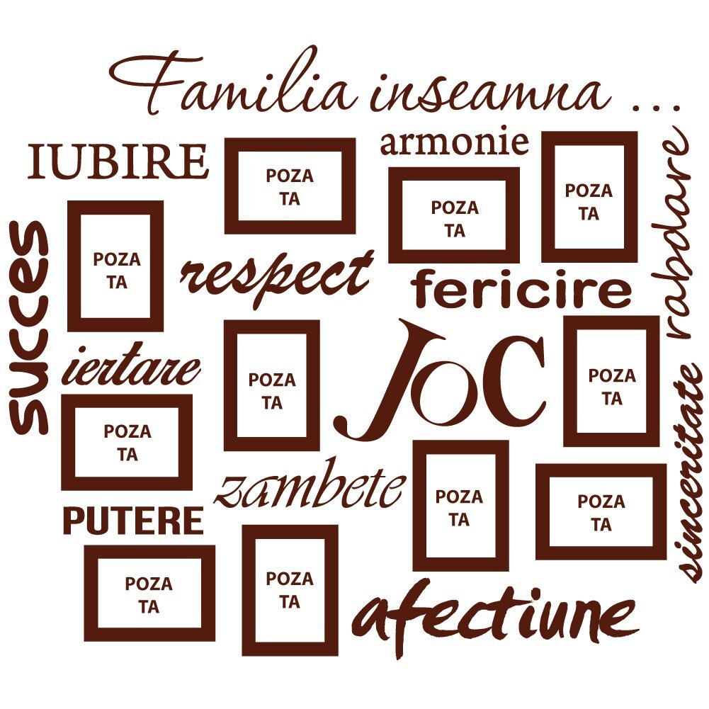 Sticker decorativ Peretele familiei in limba romana, Maro, 108x96 cm