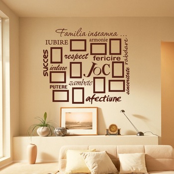 Sticker decorativ Peretele familiei in limba romana, Maro, 77x67 cm Sticker decorativ Peretele familiei in limba romana, Maro, 77x67 cm