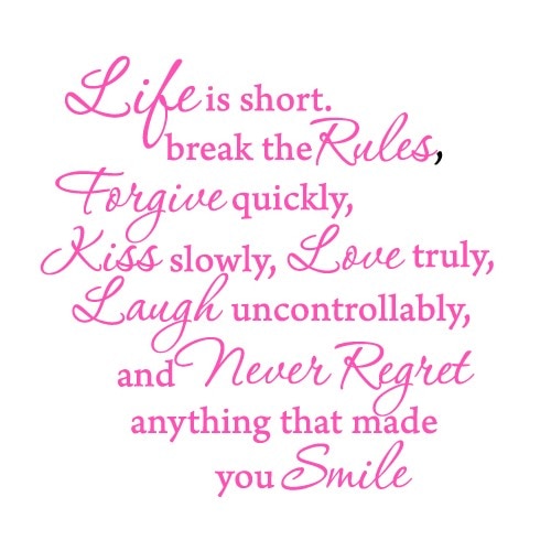 Life is short - sticker decorativ mesaj, Roz, 80x78 cm