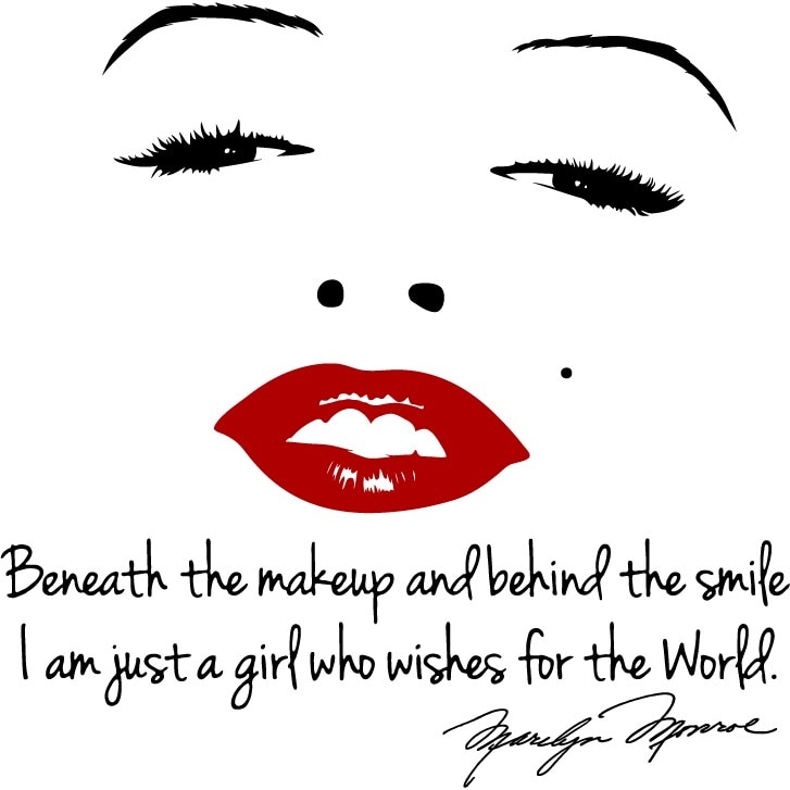 Marilyn Monroe - sticker decorativ mesaj, Negru cu Rosu, 100x100 cm