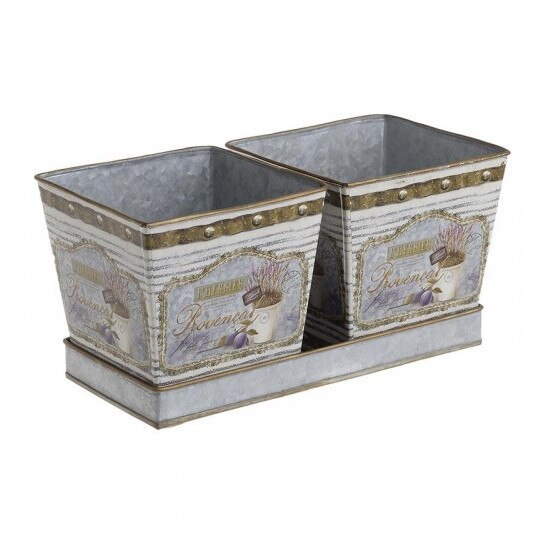 Ghivece de flori metalice de culoare albastru deschis