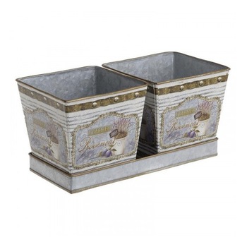 Ghivece de flori metalice de culoare albastru deschis Ghivece de flori metalice de culoare albastru deschis