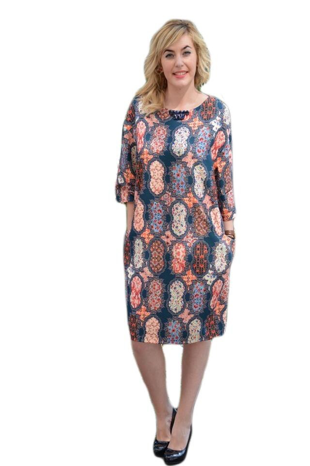 Rochie cu model rafinat cu buzunare, D&J Exclusive, Multicolor