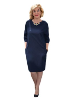 Rochie moderna cu insertie de buzunare, D&J Exclusive, Bleumarin Rochie moderna cu insertie de buzunare, D&J Exclusive, Bleumarin