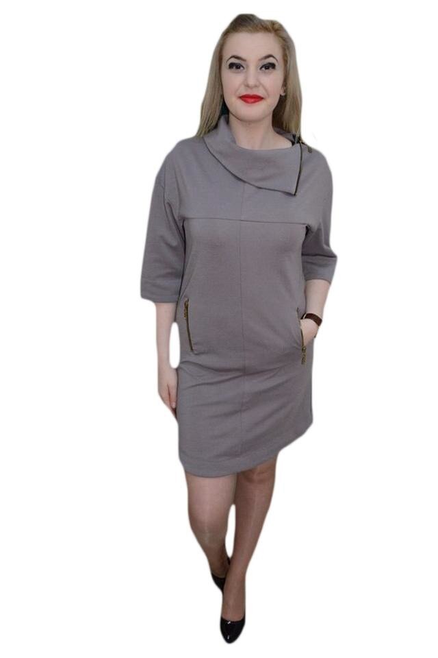 Rochie tinereasca, maneci lejere, fermoar clasic, D&J Exclusive, Gri