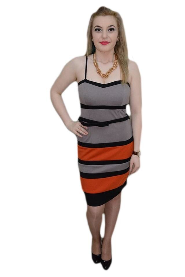 Rochie moderna, fara maneci, D&J Exclusive, Gri