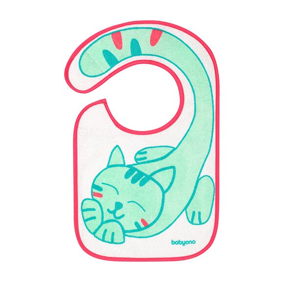 Bavetica impermeabila Baby Ono din bumbac 6luni+ Flavour Explorer Kitty