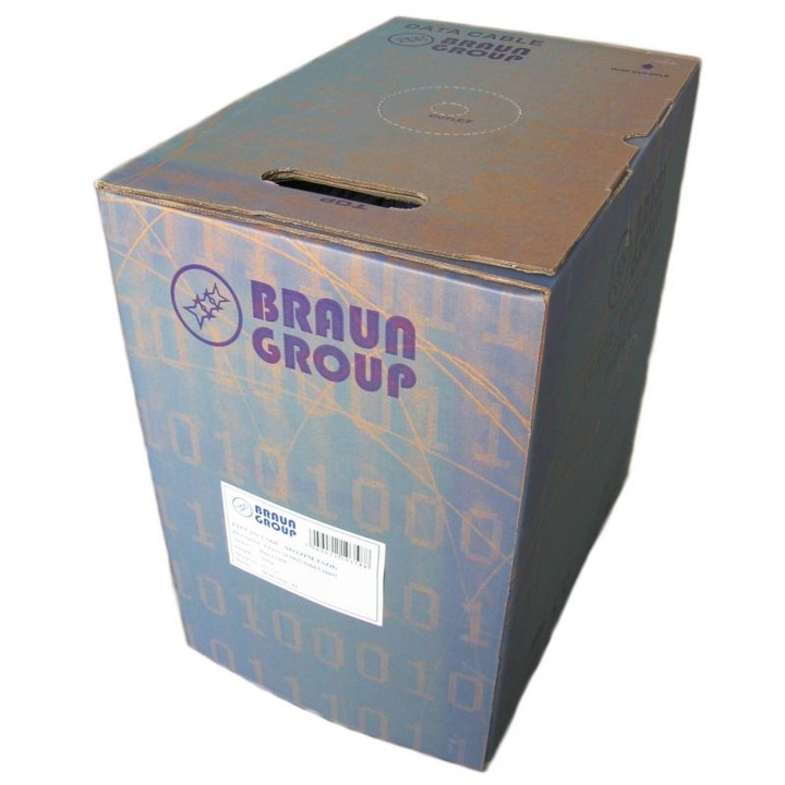Кабел FTP Cat5E Braun Group HSYZP5/5E ,100% CU,FLUKEPASS, външна обвивка LSZH, AWG24,син, 305м
