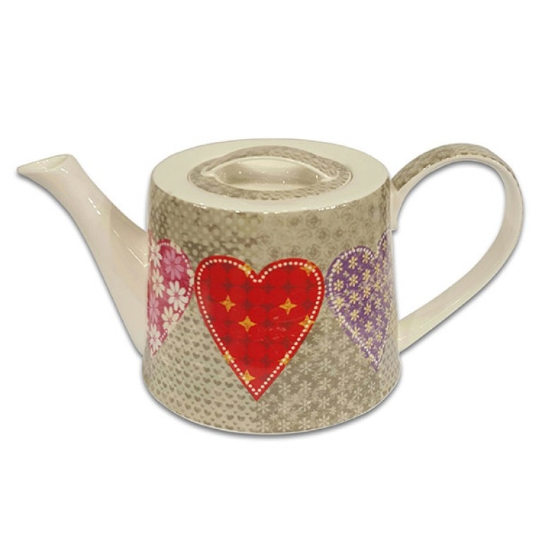 Ceainic portelan, Jameson, Model cu inimi, 1.1 L, Multicolor