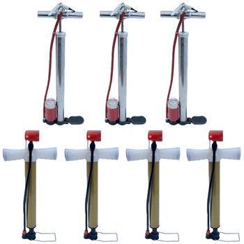 Pachet - 4 x Pompa manuala pentru umflat roti + 3 x Pompa manuala cu manometru pentru umflat roti Pachet - 4 x Pompa manuala pentru umflat roti + 3 x Pompa manuala cu manometru pentru umflat roti