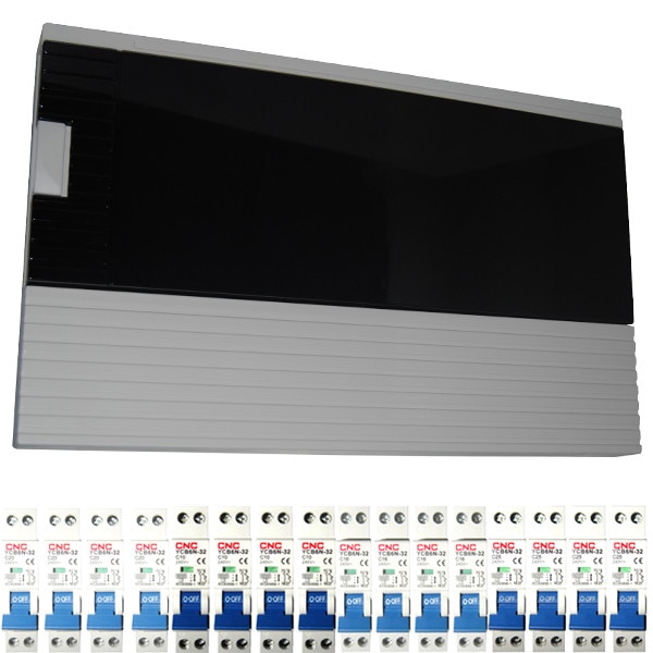 Pachet - Tablou sigurante, PT, 16 posturi, 29x23x11cm + 16 sigurante bipolare automate 16A