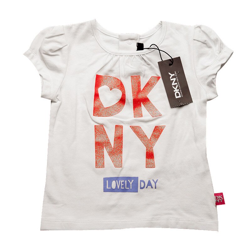 Tricou fete DKNY, alb, Lovely Day, 6 luni