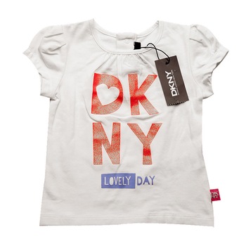 Tricou fete DKNY, alb, Lovely Day, 6 luni Tricou fete DKNY, alb, Lovely Day, 6 luni