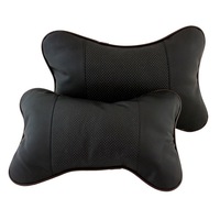 Set 2 perne tetiera auto pentru sustinere gat din piele ecologica, culoare Negru