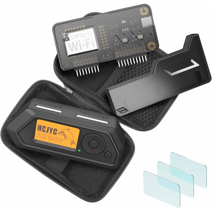 Husa protectiva 4-in-1 pentru Flipper Zero si Wi-Fi Dev Board V1 ESP32-S2, husa silicon, carcasa rigida EVA, curea de mana, carabiniera, protectie iButton, negru