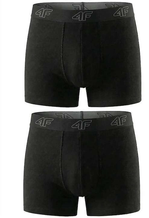 Set 2 boxeri pentru barbati 4F Falcon, bumbac 95%, negri, Negru