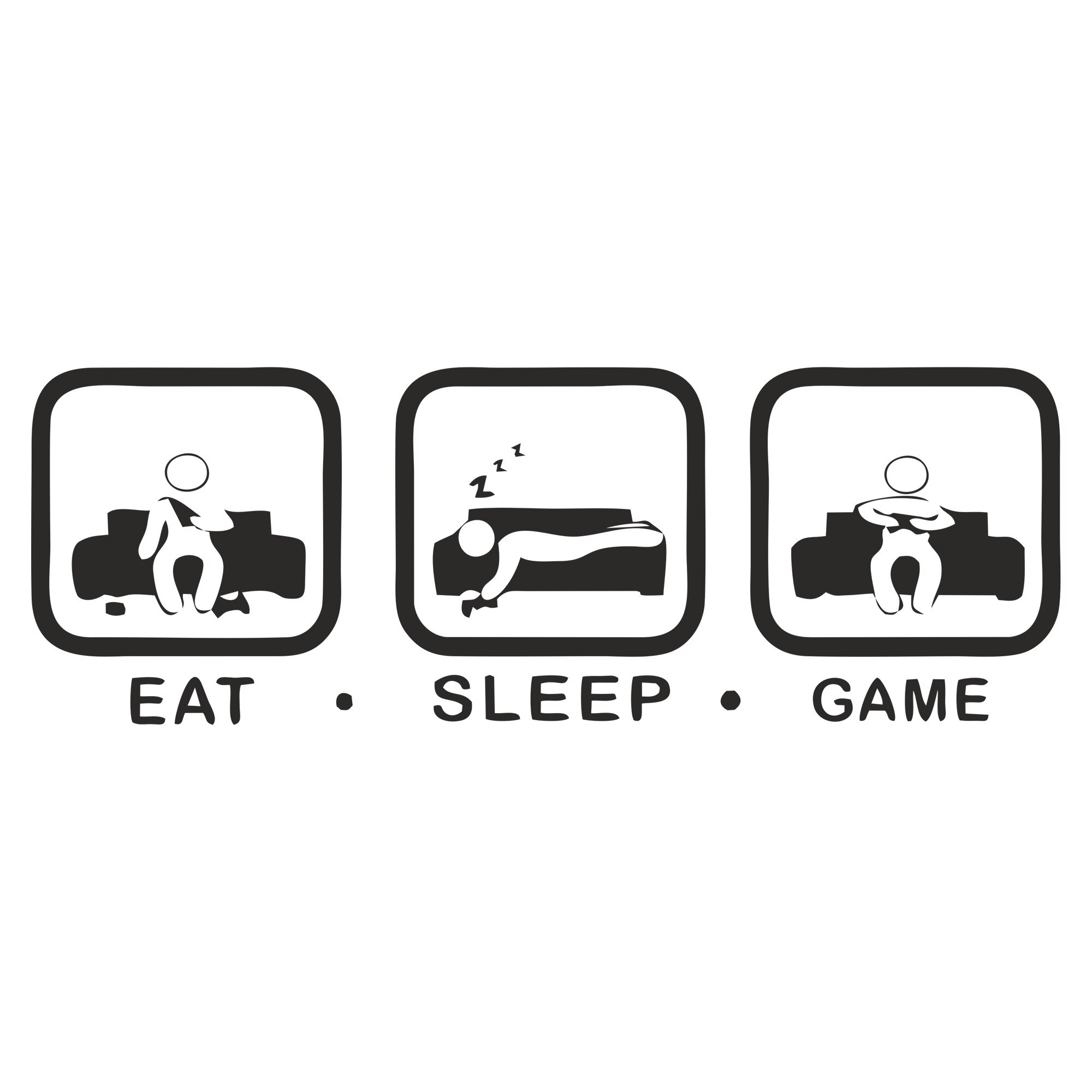 Sticker decorativ iStick, EAT-SLEEP-GAME, 80x28cm, negru