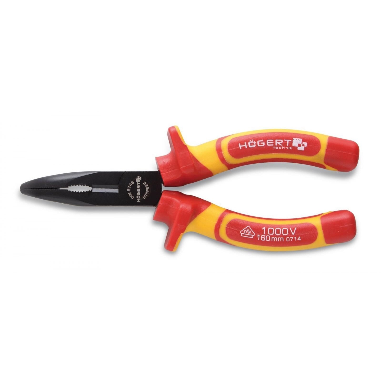 Cleste spit varfuri indoite, testat VDE 1000V, lungime 180 mm, CrNi