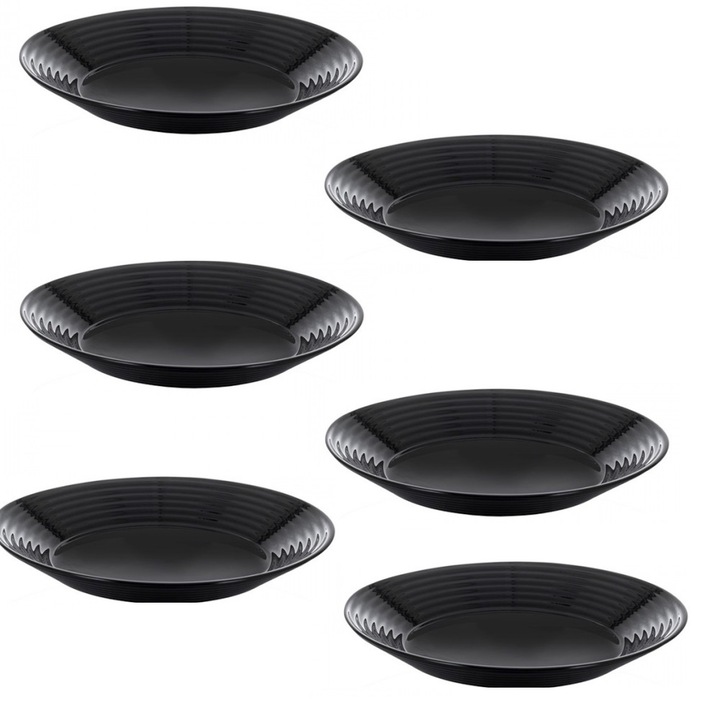 Дълбока чиния, Luminarc, Harena, 23 см, 6 бр., черно