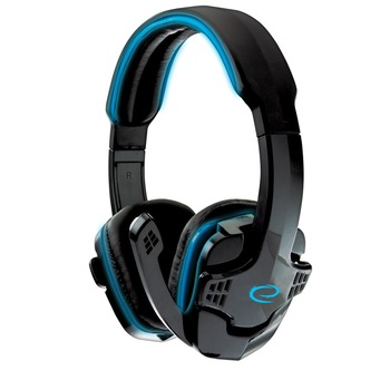 Casti gaming stereo cu microfon si control volum RAVEN Albastru fir textil 2m 2 x jack 3.5mm Casti gaming stereo cu microfon si control volum RAVEN Albastru fir textil 2m 2 x jack 3.5mm
