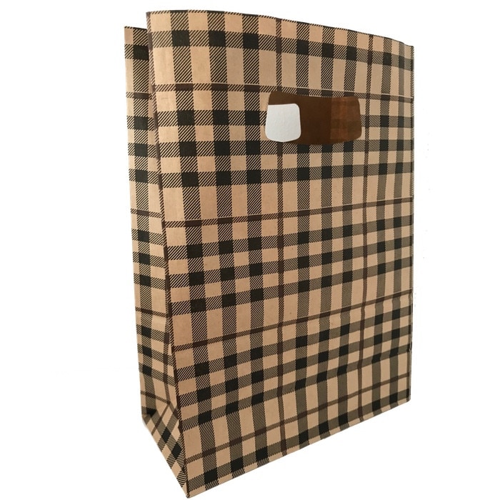 Punga cadou hartie 18 x 9 x 25 , carouri , set 10 bucati