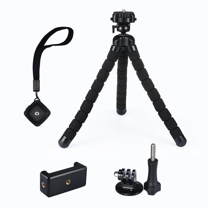 Trepied Flexibil Selfie Stick Mpow cu Telecomanda Bluetooth, Ajustabil, Prindere smartphone/camera digitala/camera actiune