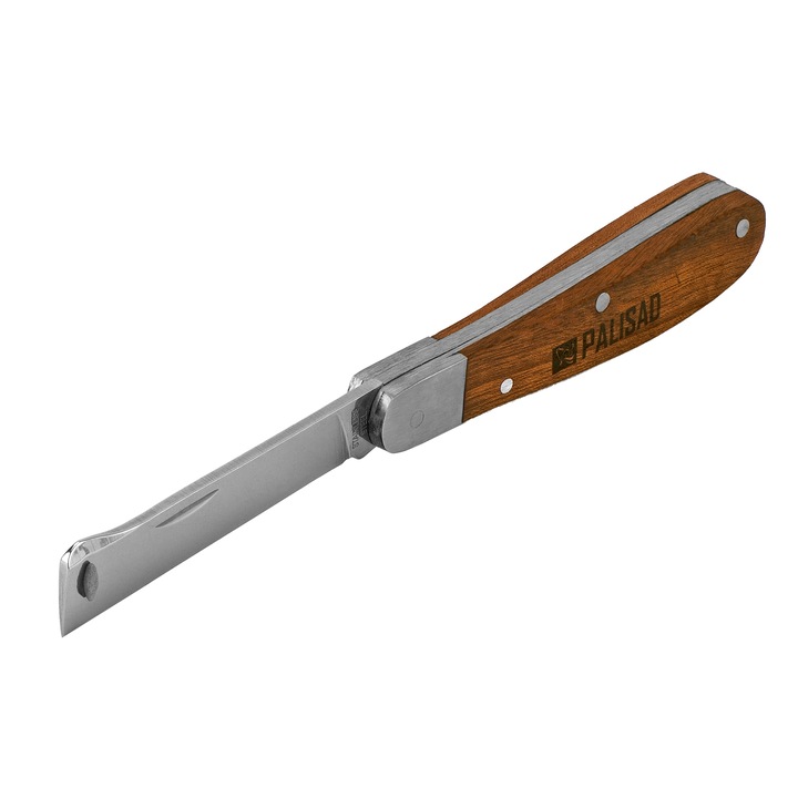Нож овощарски PALISAD, 173 mm, Сгъваем, За присаждане копулиране, Дървена дръжка