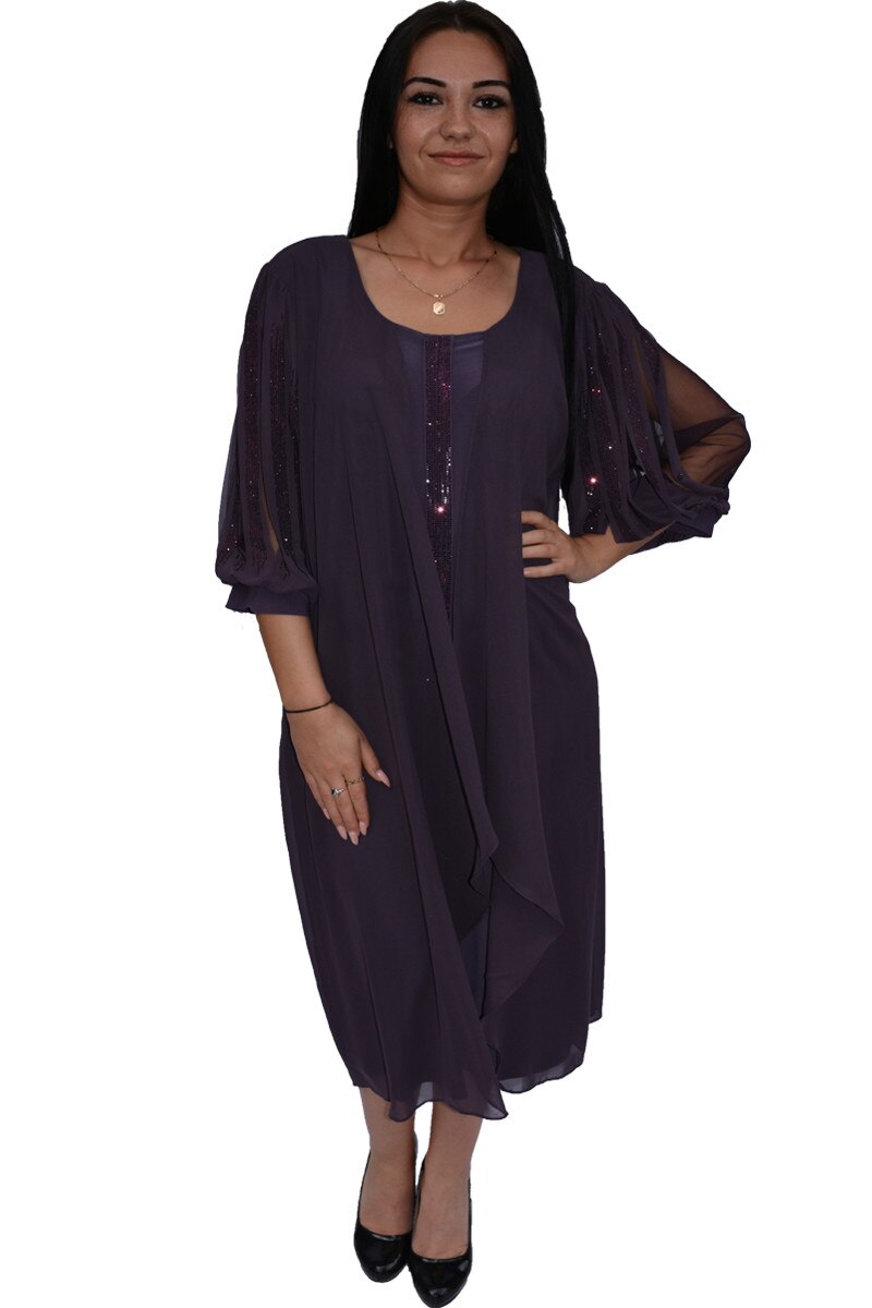 Rochie eleganta de dama, cu voal lejer , D&J Exclusive, Mov