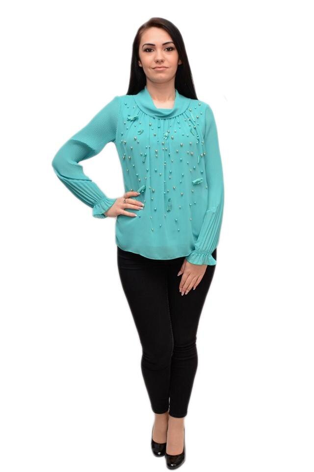 Bluza tinereasca cu margele fine, colorate, D&J Exclusive, Turcoaz