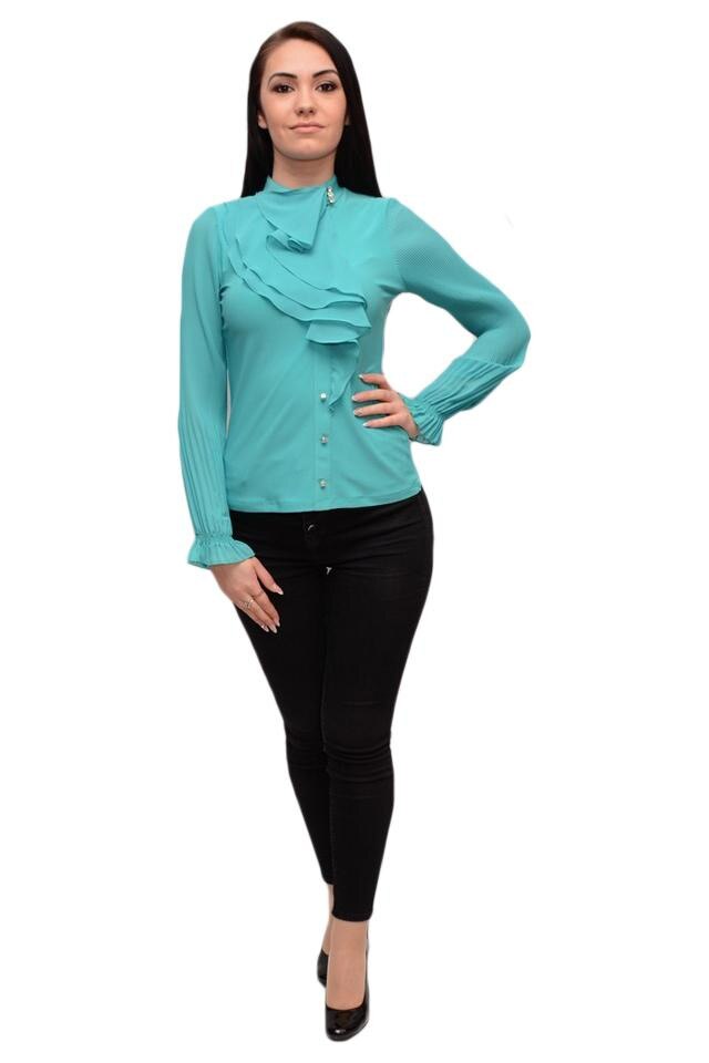 Bluza eleganta, model de volane chic, D&J EXclusive, Turcoaz