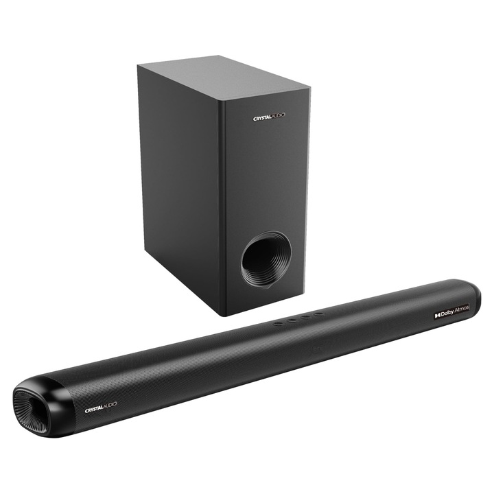 Soundbar Corenia QRE-5017125 Dolby Atmos 2.1.2, 360 W cu subwoofer activ, 96 cm, negru, HDMI ARC, Bluetooth