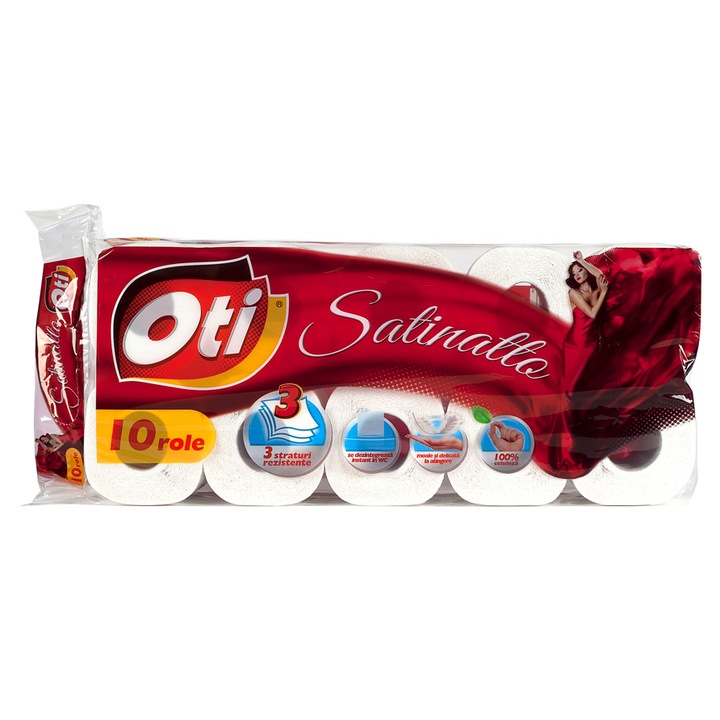 Hartie igienica Oti Satinatto, 3 straturi, 10 role