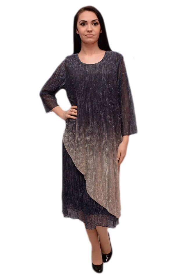 Rochie trendy de dama, in degrade, aspect lucios , D&J Exclusive, Bleumarin